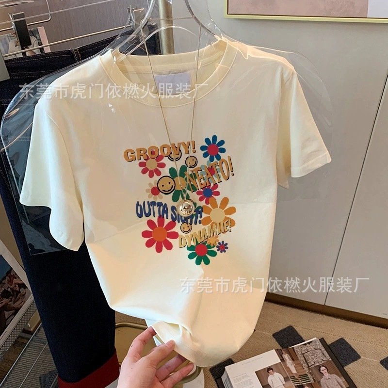 Футболка с коротким рукавом из 100% хлопка 2023 летней коллекции оптом