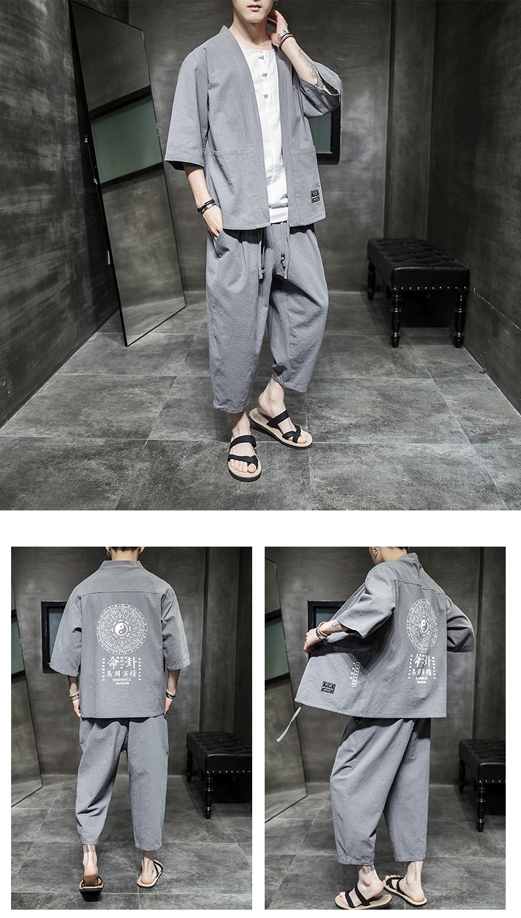 Китайский стиль льняной летний костюм для мужчин оптом из Китая