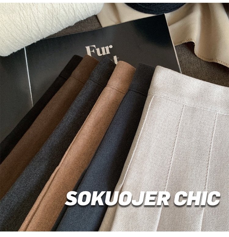 Женская юбка-плиссировка осенне-зимняя новинка из плотной шерсти с высокой посадкой, черного цвета, подчеркивающая стройность, большой размер A-силуэт оптом из Китая