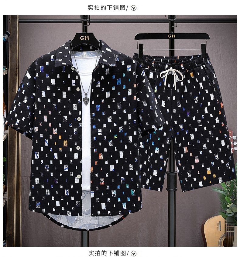 Летний комплект мужской рубашка и шорты оптом из Китая