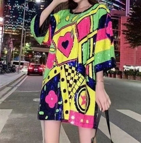 Женская футболка с широкими рукавами и блестками оптом