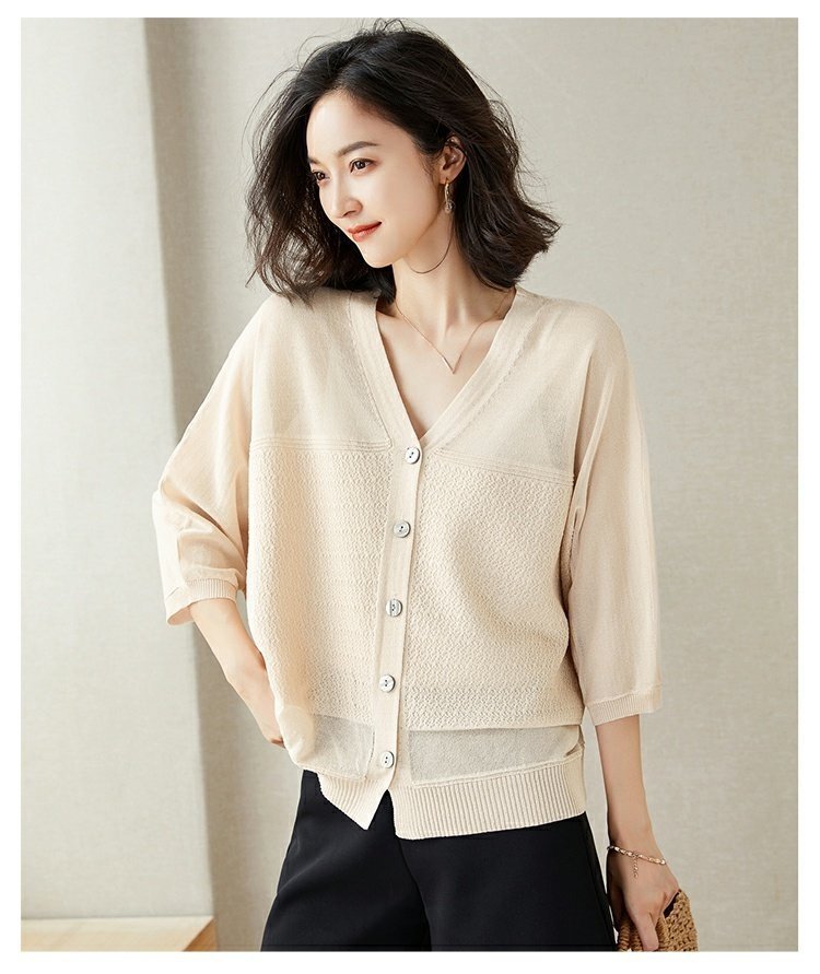 Женская летняя тонкая кардиган с объемным рукавом оптом