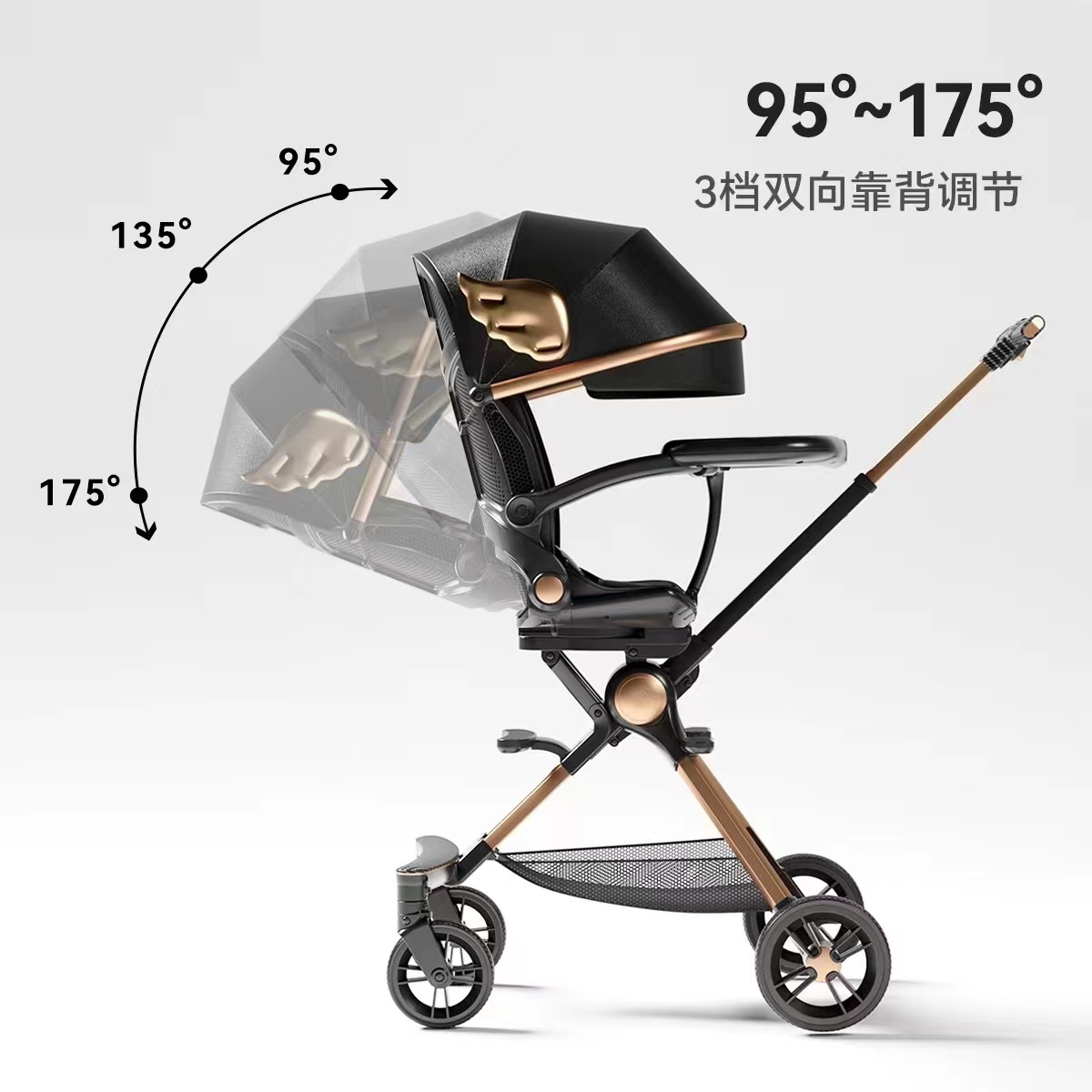 Playkids普洛可遛娃婴幼儿可躺可换向高景观轻便推车一键折叠X6X7 оптом из Китая