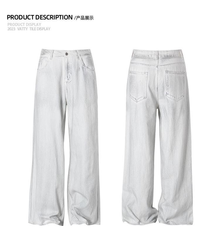 Белые джинсы с выцветанием и потертостями оптом из Китая