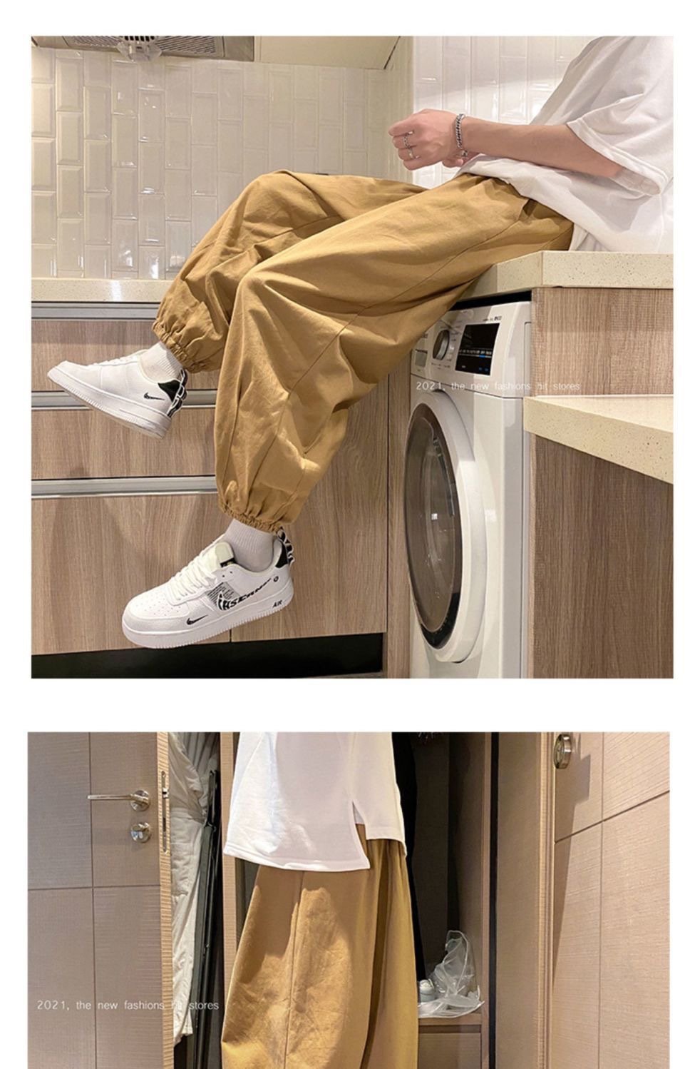 Широкие мужские брюки с завышенной талией оптом из Китая