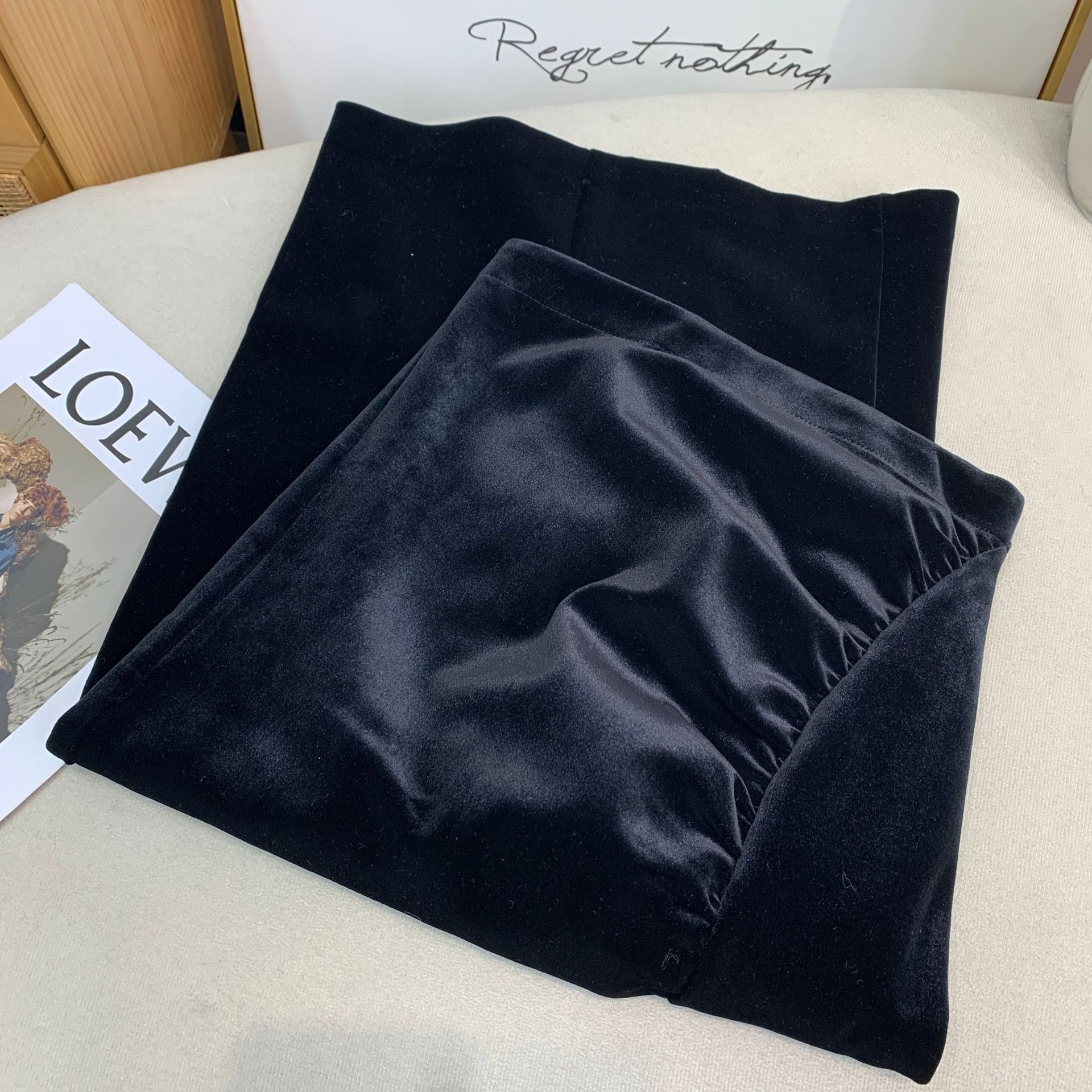 Винтажная бархатная юбка с разрезом оптом из Китая