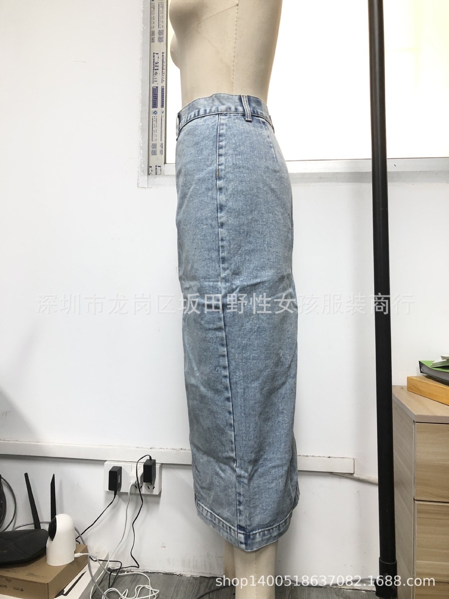 Длинная джинсовая юбка с высокой талией оптом из Китая