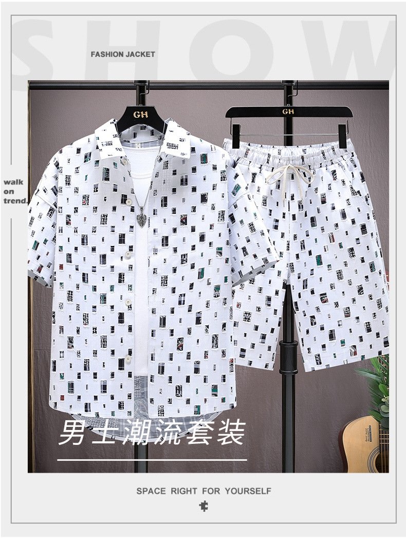 Летний комплект мужской рубашка и шорты оптом из Китая