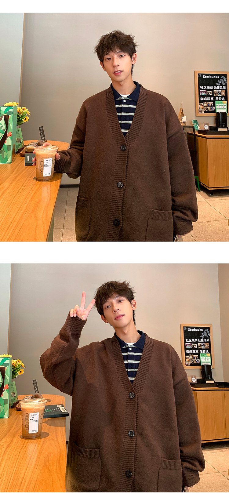 Мужской свитер V-образный вырез осенне-зимний японский ретро-ленивый вязаный свитер в стиле хип-хоп свободный наружный свитер оптом