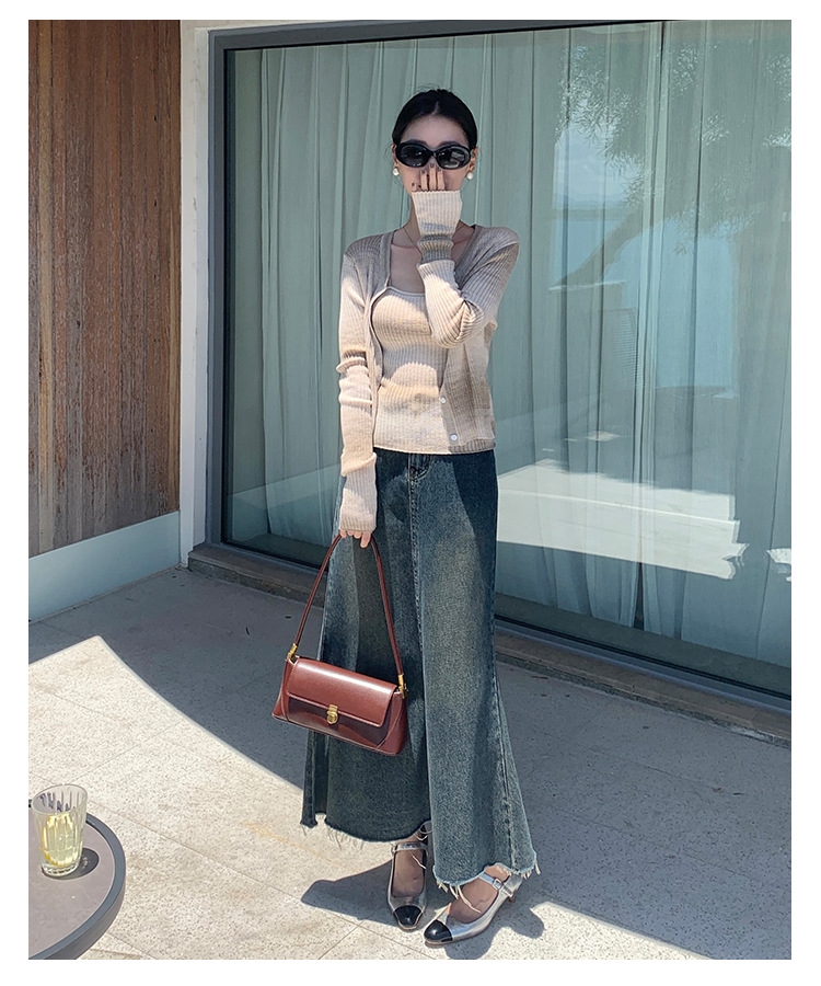 Высокая джинсовая юбка A-силуэта 2023 оптом из Китая