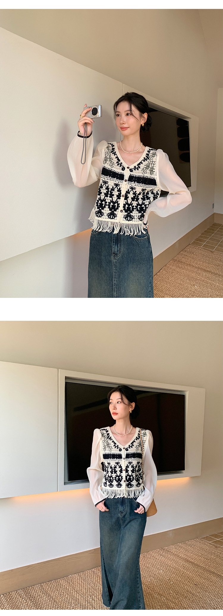 Высокая джинсовая юбка A-силуэта 2023 оптом из Китая