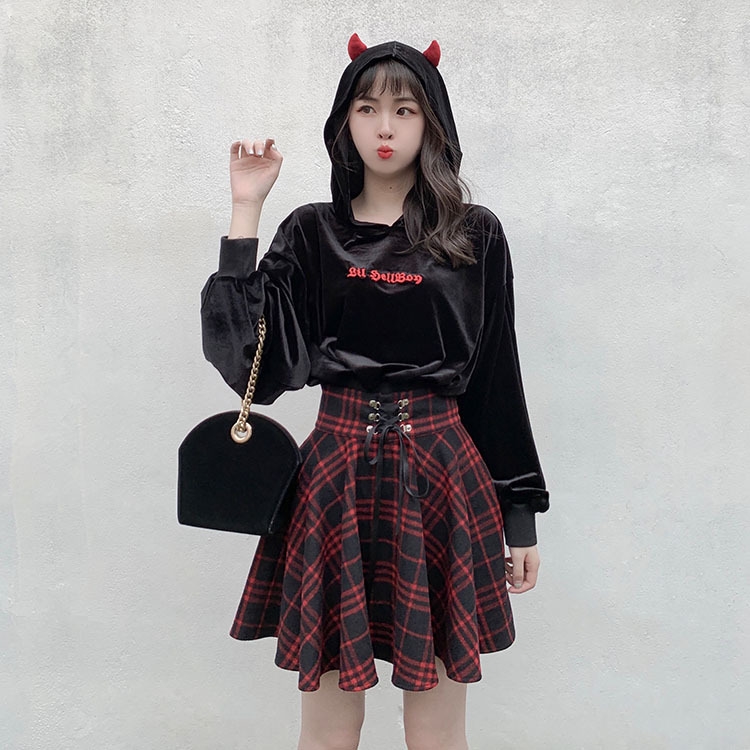 Юбка в клетку с высокой талией оптом из Китая