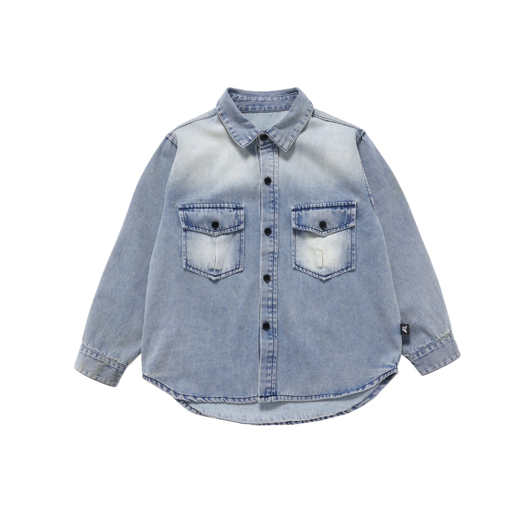 Детская джинсовая рубашка с длинным рукавом оптом из Китая