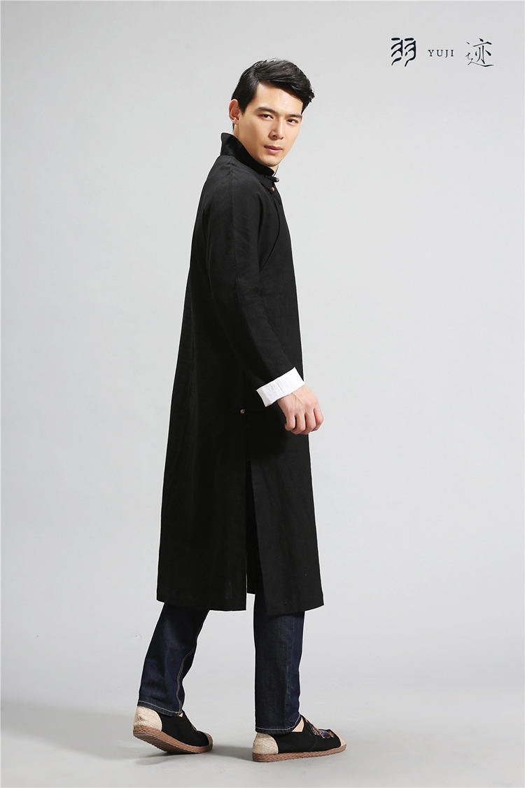 Мужская рубашка в стиле Республики с длинным воротником из льна в стиле ретро для выступлений оптом из Китая