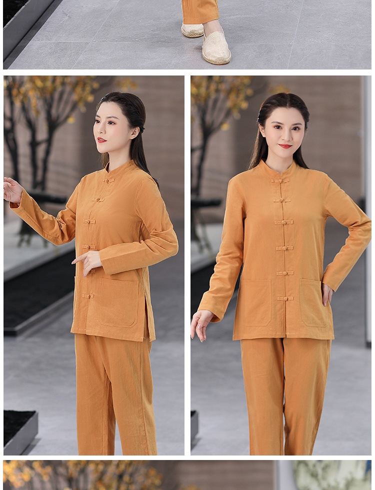 Комплект широких брюк из хлопково-ленной ткани в китайском стиле оптом из Китая