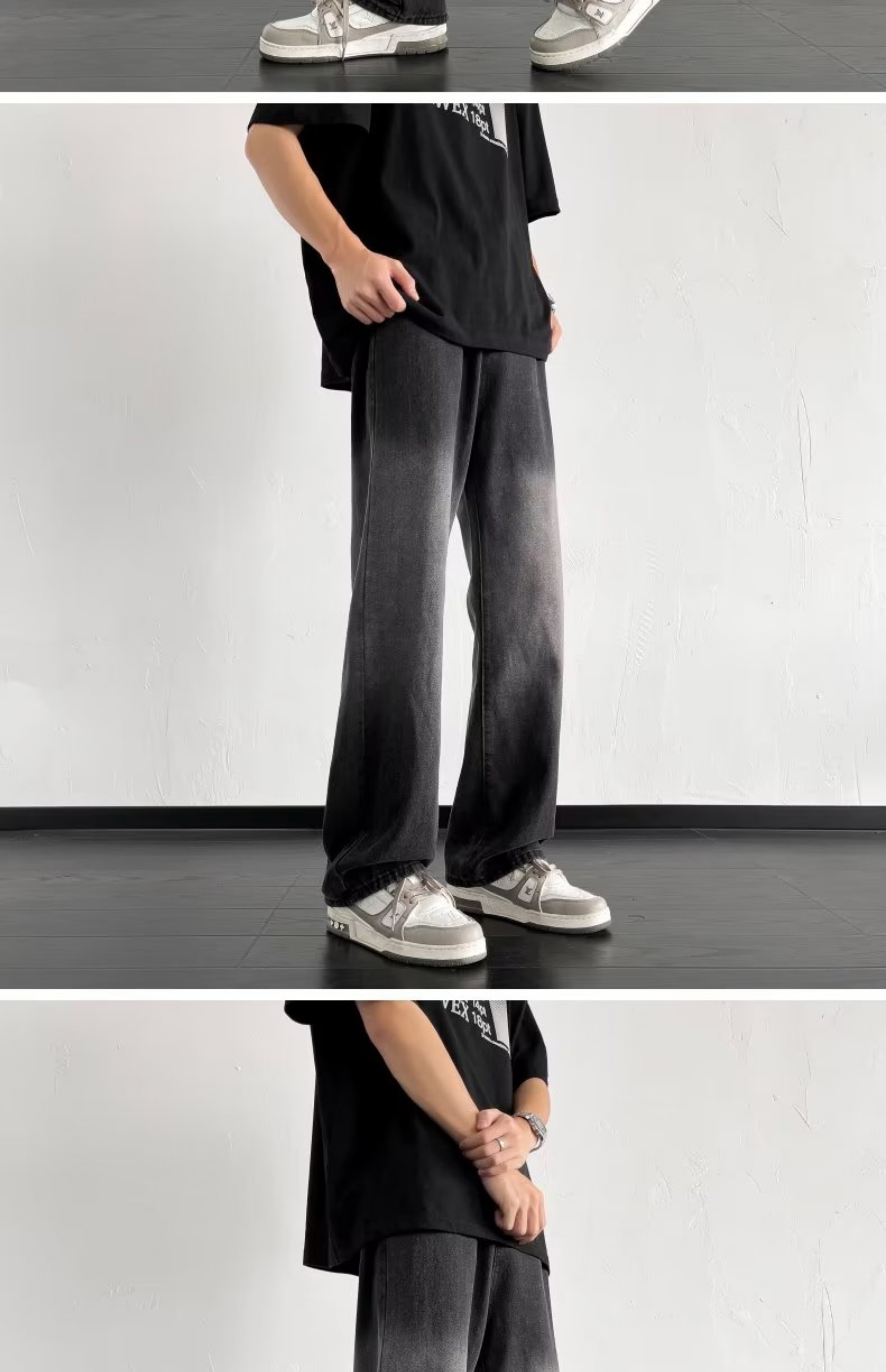 Широкие джинсы с постепенным переходом цвета оптом из Китая