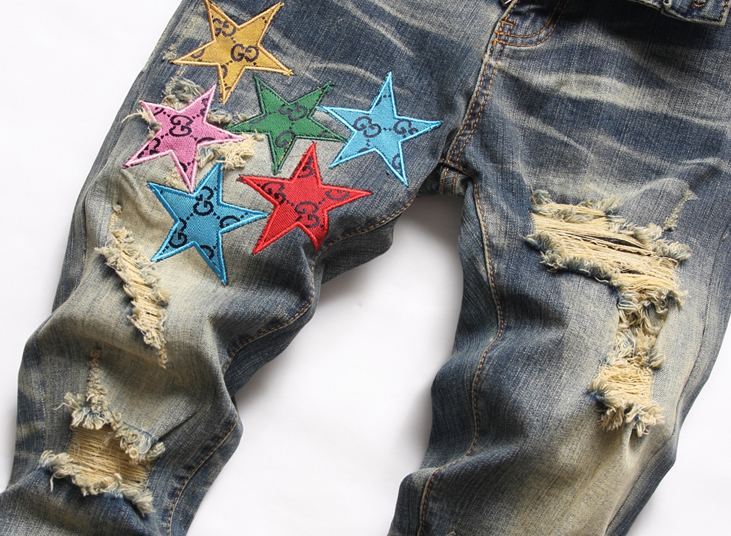 Мужские джинсы с вышивкой и принтом оптом из Китая