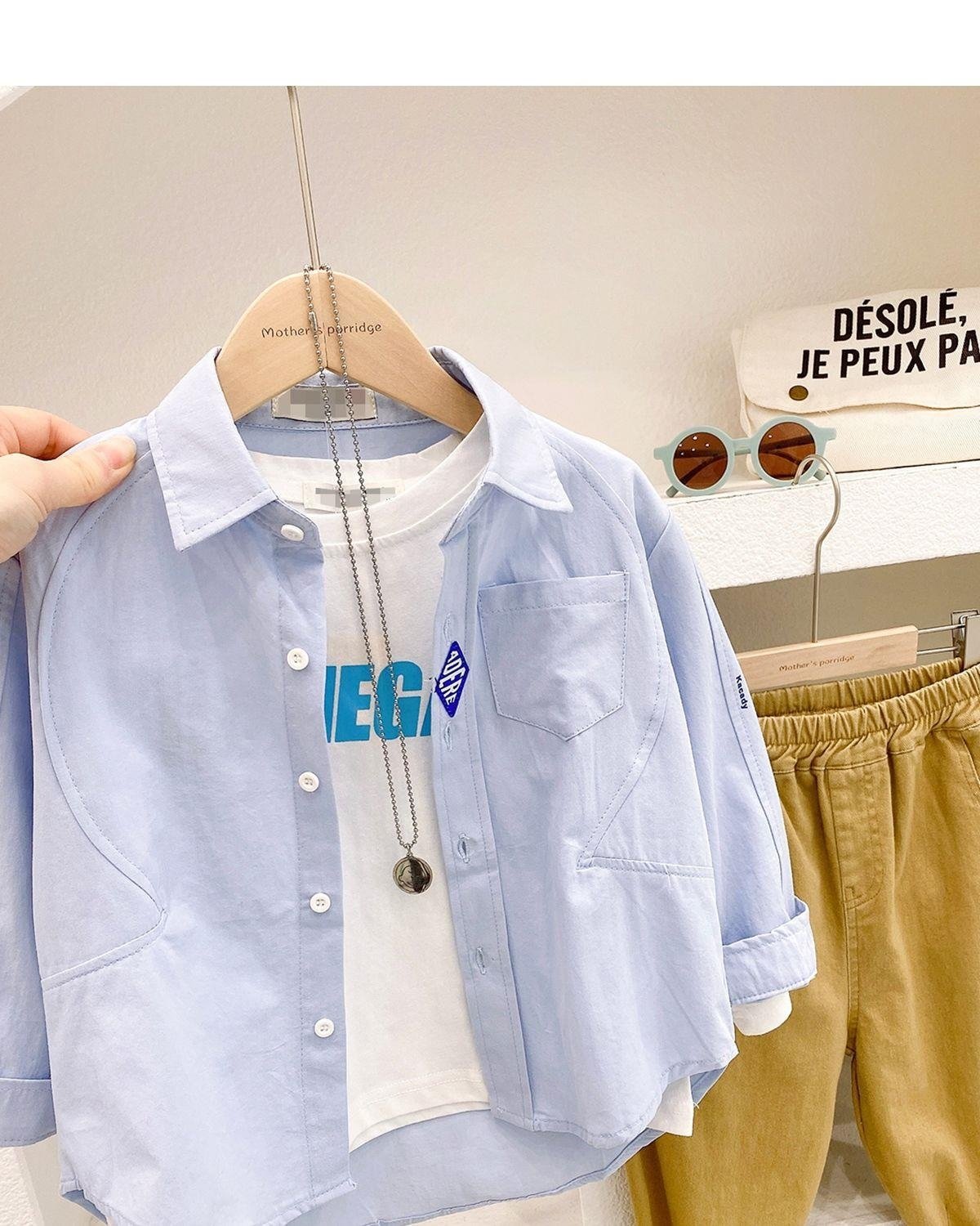 Мальчик-белая рубашка детская весна 2024 оптом из Китая