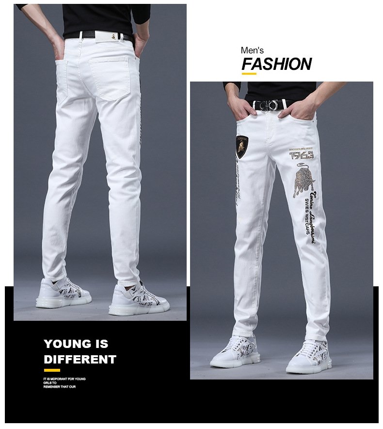 Мужские джинсы суженные белые оптом из Китая