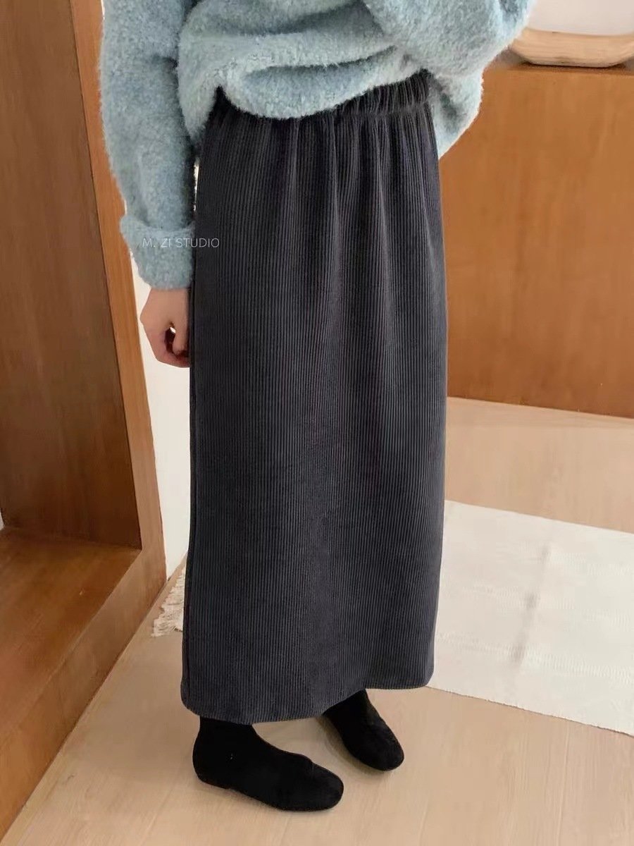 Шерстяная юбка с высокой талией и разрезом на осень-зиму оптом из Китая