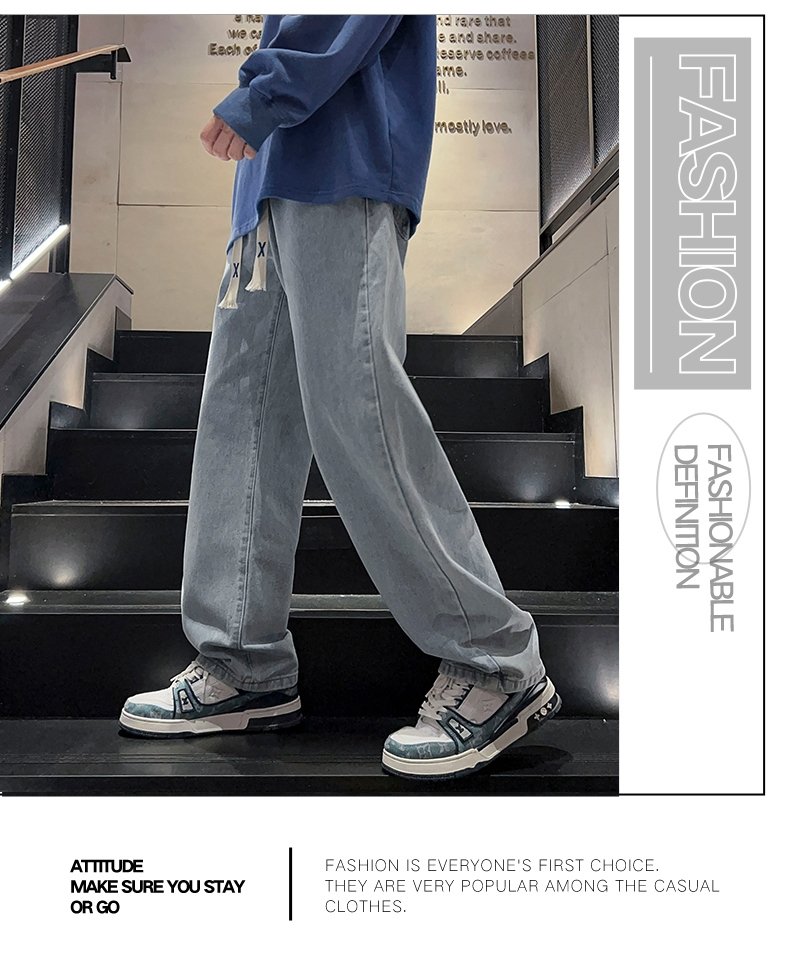 Джинсы 2024 весна мужские прямые широкие джинсы оптом из Китая