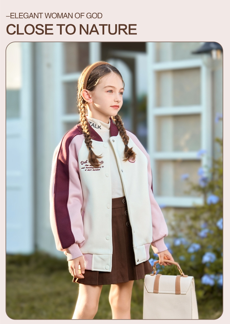 Детская куртка с длинным рукавом в стиле бейсбол 2024 для девочек оптом из Китая