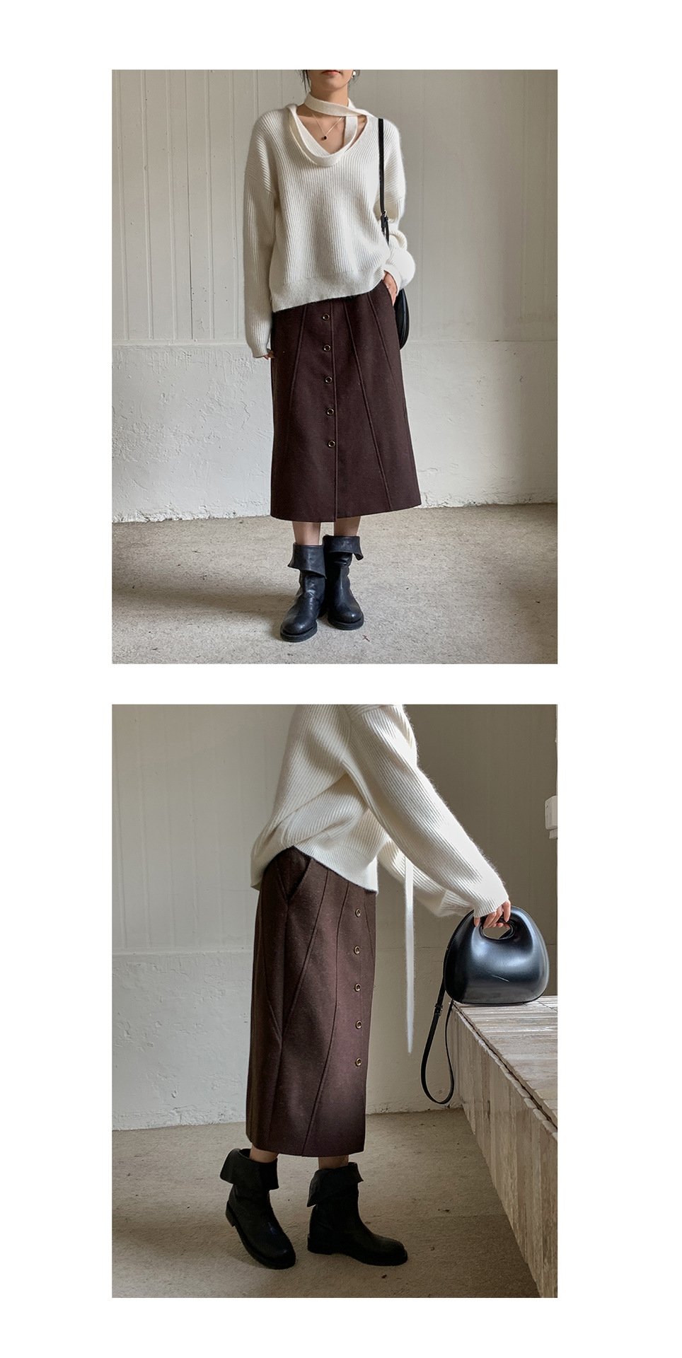 Шерстяная юбка с разрезом 2023 оптом из Китая