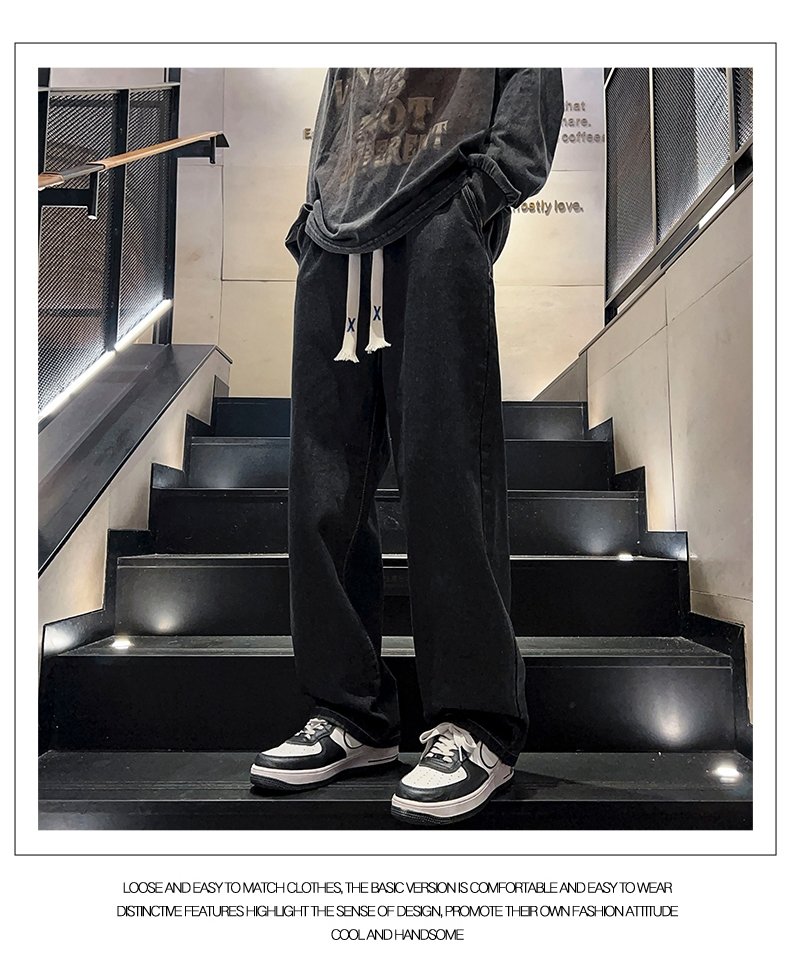 Джинсы 2024 весна мужские прямые широкие джинсы оптом из Китая