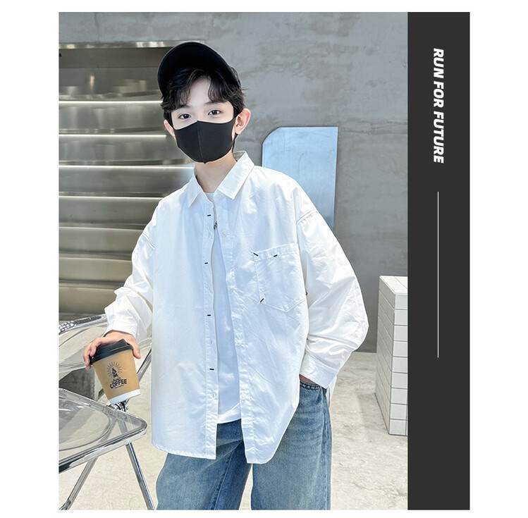 Мальчик рубашка 2024 новая весна корейская детская рубашка куртка мальчик досуг длинный рукав весенняя мода детская одежда оптом из Китая