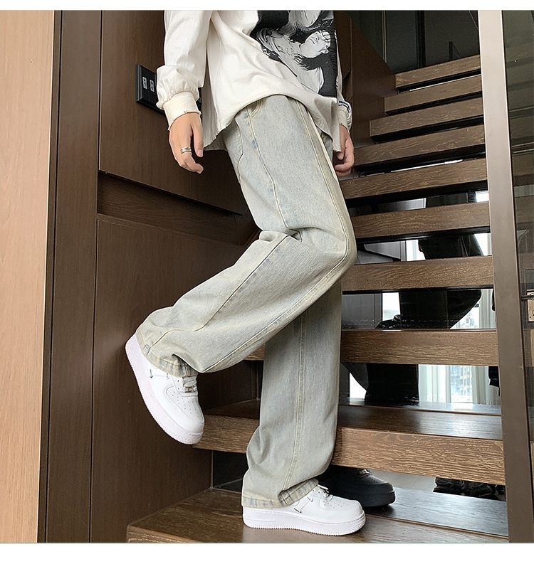 Джинсы мужские 2024 новинка весна осень тонкие американские уличные широкие прямые свободные брюки оптом из Китая