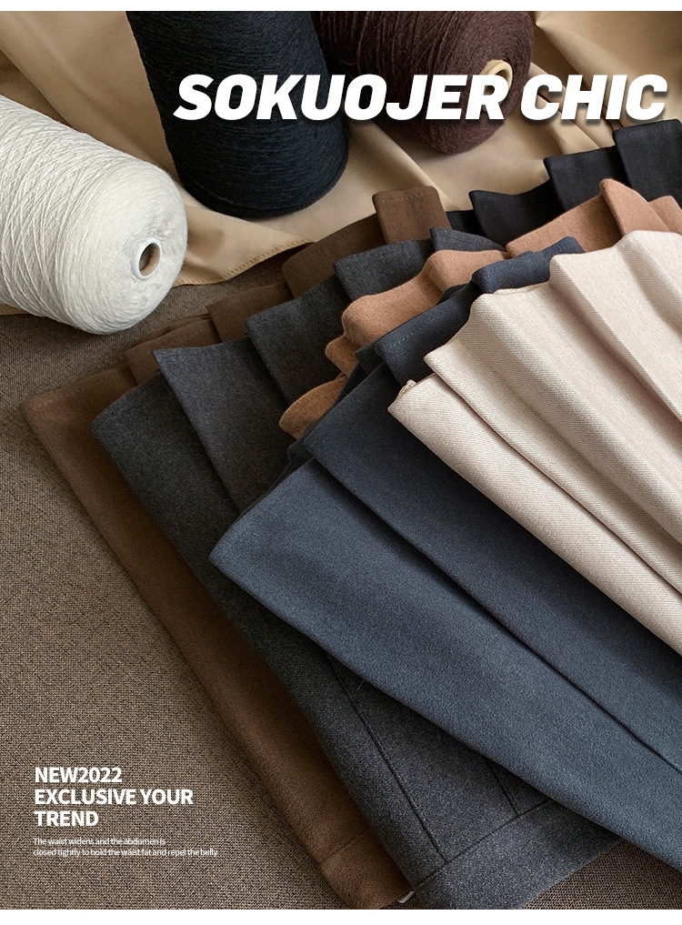 Женская юбка-плиссировка осенне-зимняя новинка из плотной шерсти с высокой посадкой, черного цвета, подчеркивающая стройность, большой размер A-силуэт оптом из Китая