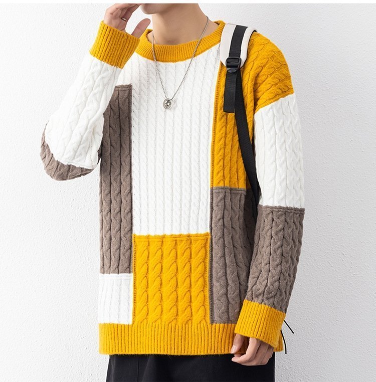 Мужской свитер с высоким воротником и свободным кроем оптом