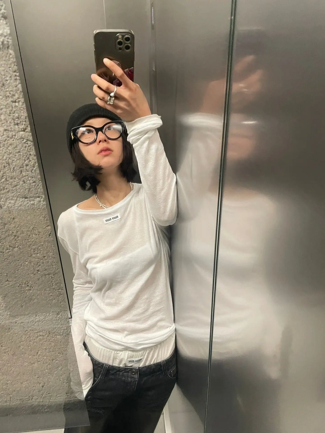 Miumiu Топ с длинным рукавом из шелка оптом