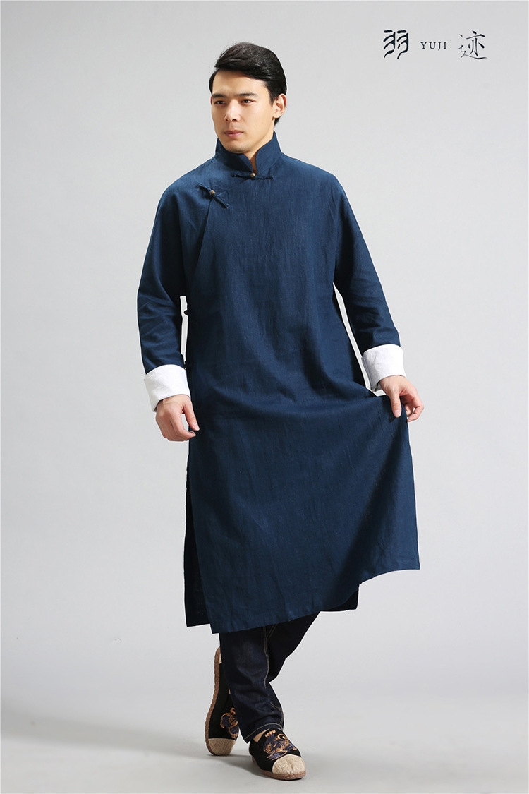 Мужская рубашка в стиле Республики с длинным воротником из льна в стиле ретро для выступлений оптом из Китая