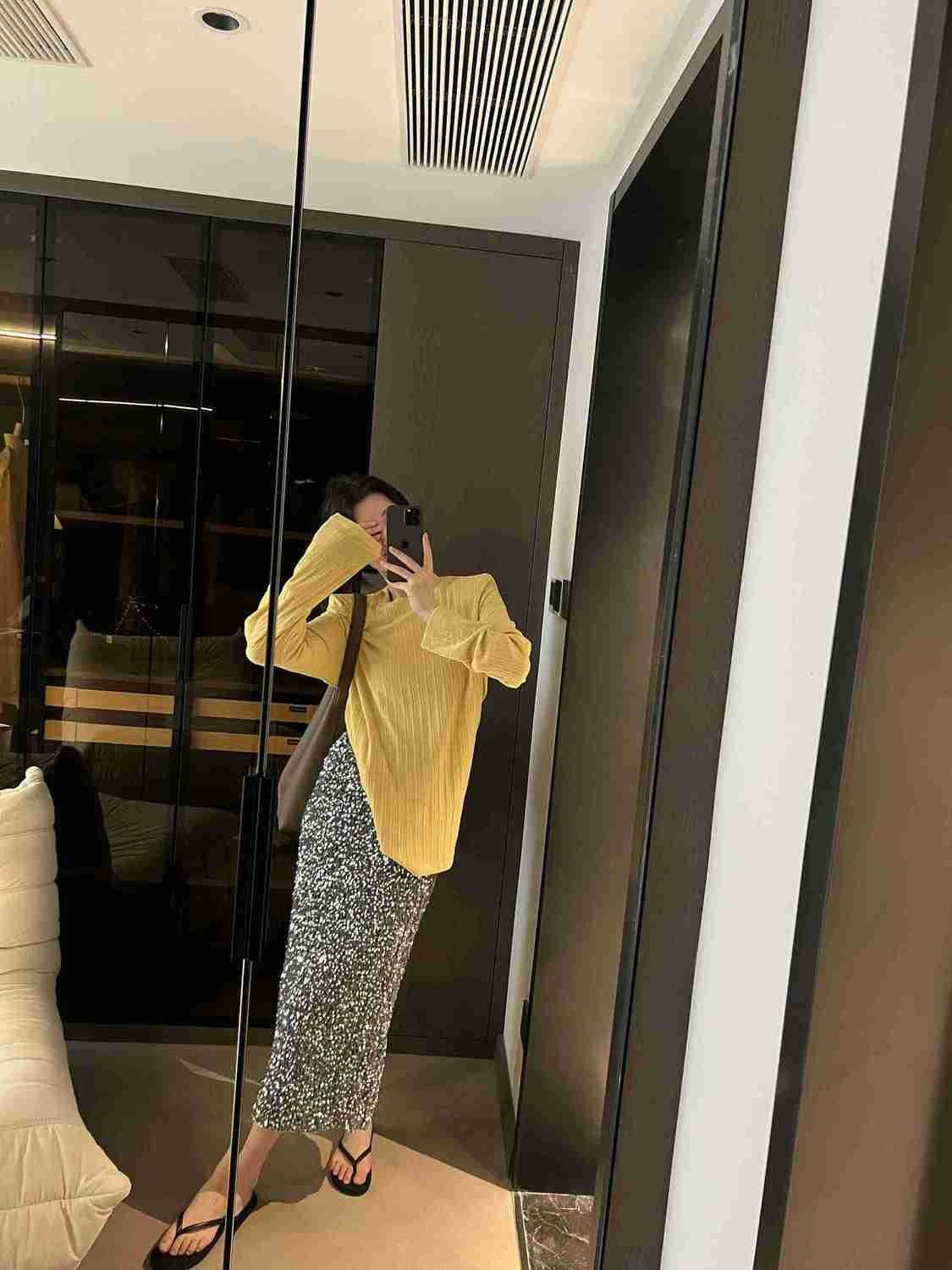 Юбка-миди с высокой талией и блестками оптом из Китая