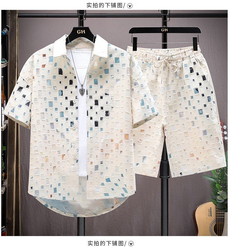 Летний комплект мужской рубашка и шорты оптом из Китая