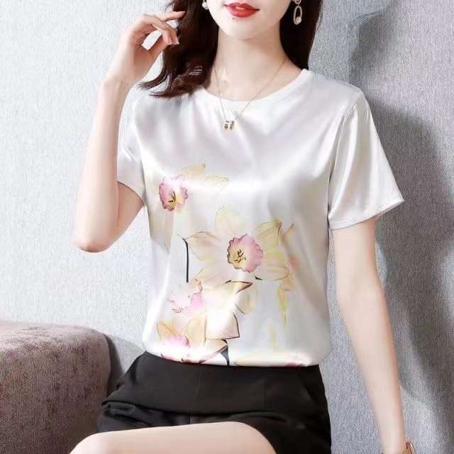 Футболка из искусственного шелка с коротким рукавом оптом