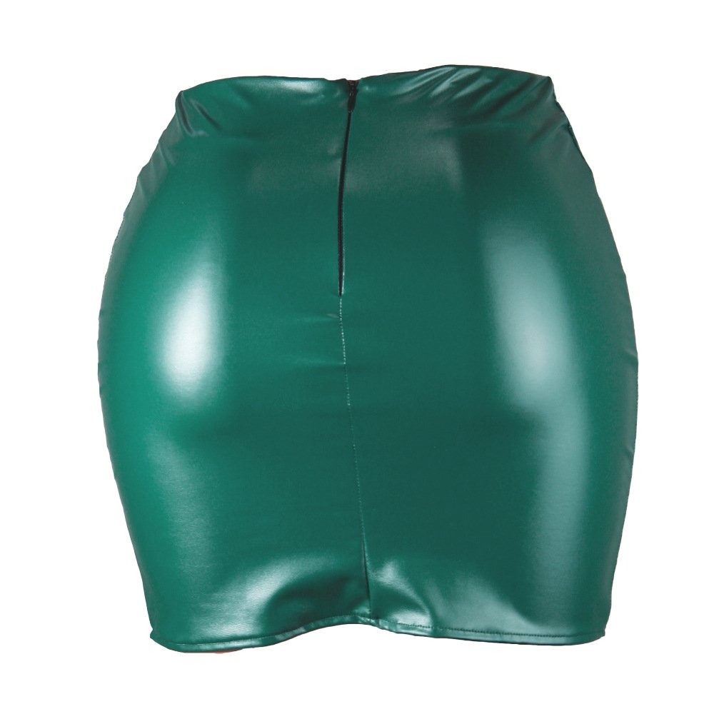 Женская кожаная мини-юбка с высокой талией и застежкой-молнией оптом из Китая