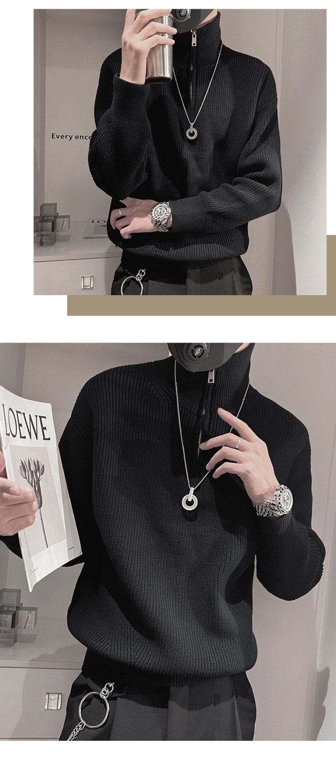 Мужская вязаная толстовка с высоким воротником оптом