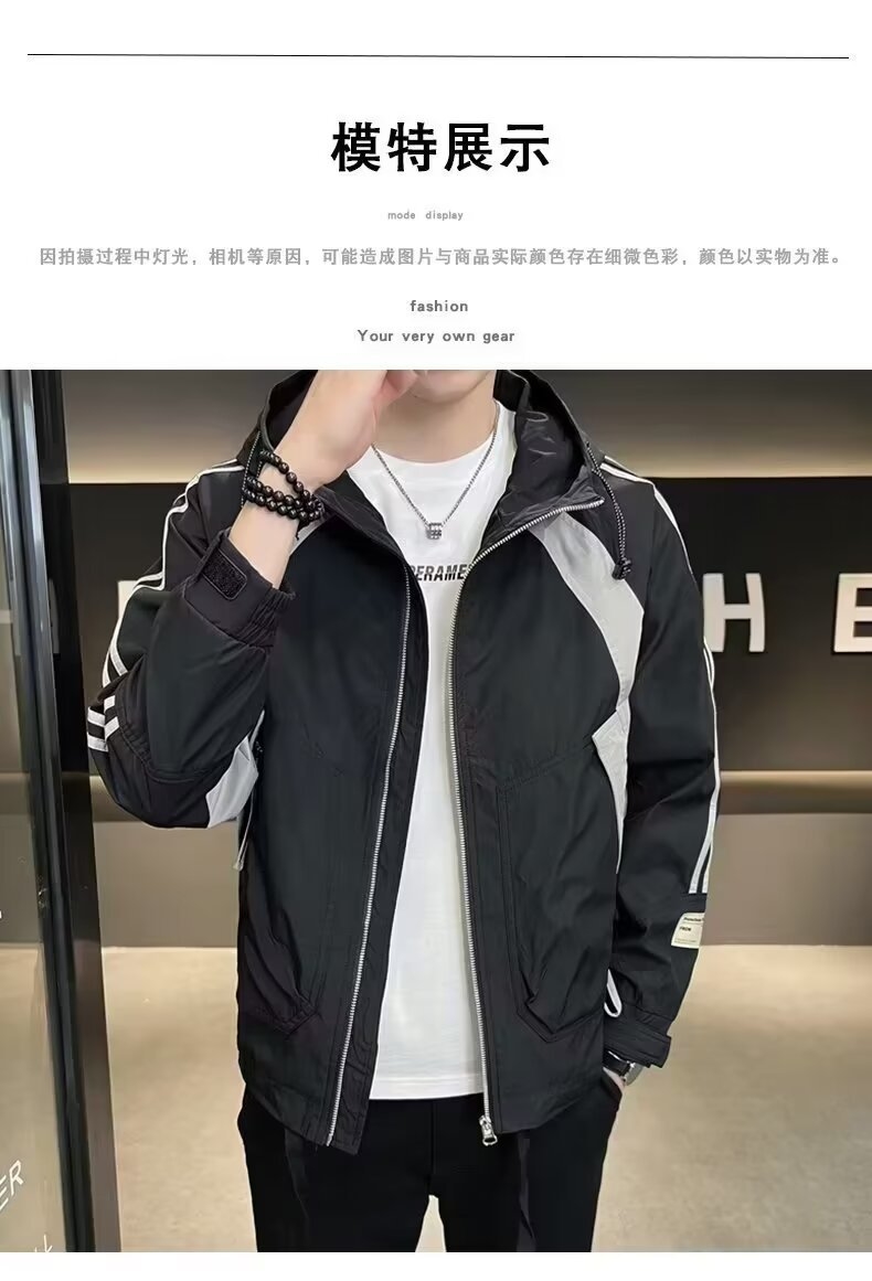 Мужская куртка с полосками и капюшоном оптом из Китая