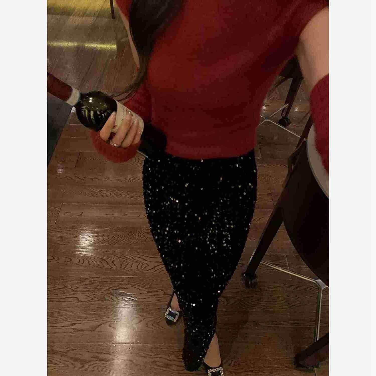 Юбка-миди с высокой талией и блестками оптом из Китая