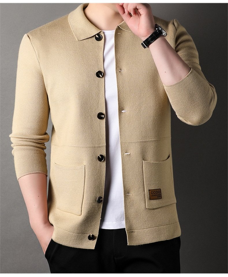 Мужская вязаная куртка с воротником оптом