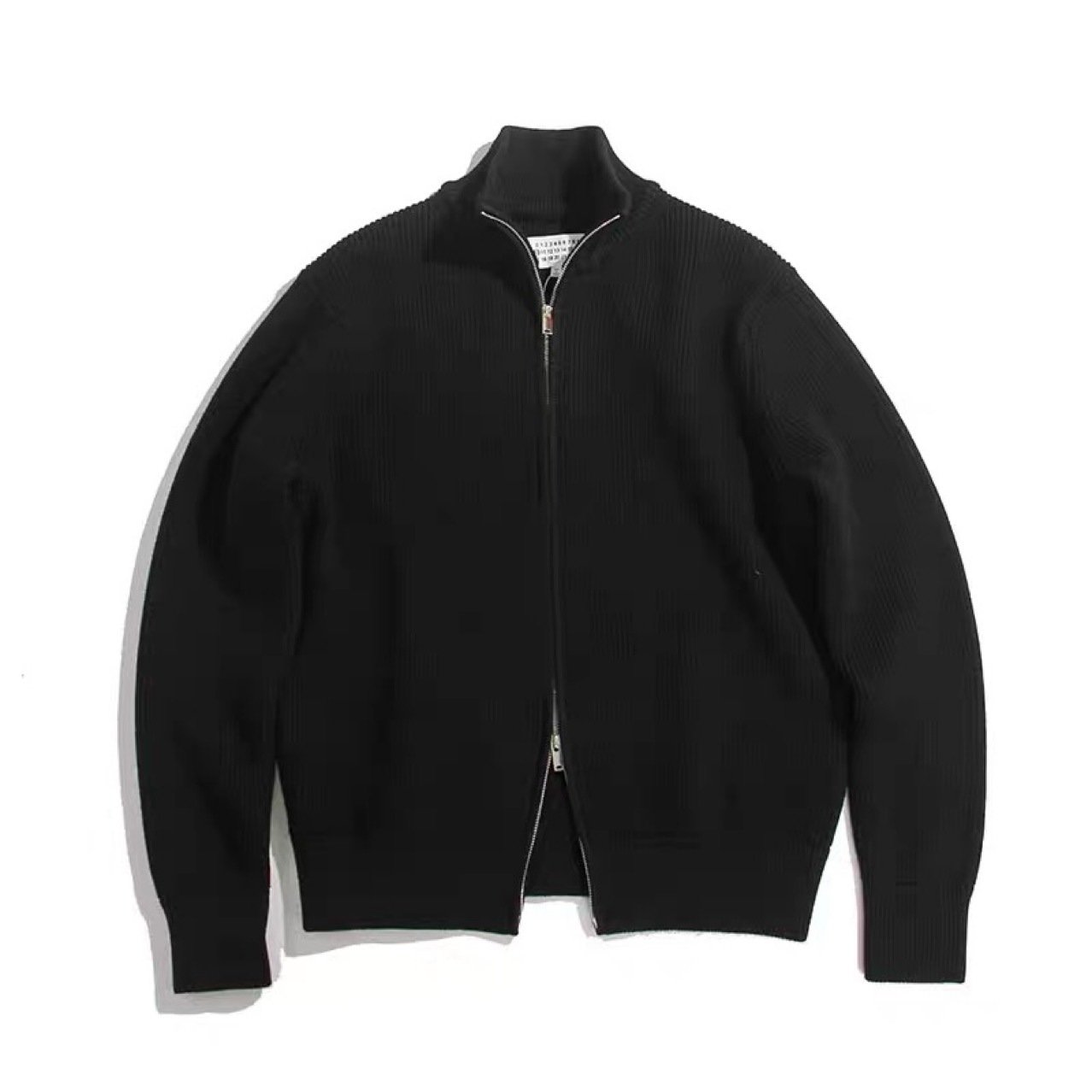 Высокий воротник с двойной молнией и полувысокий воротник для теплой пары тяжелого свитера-куртки для мужчин MM6 вязаная кофта оптом