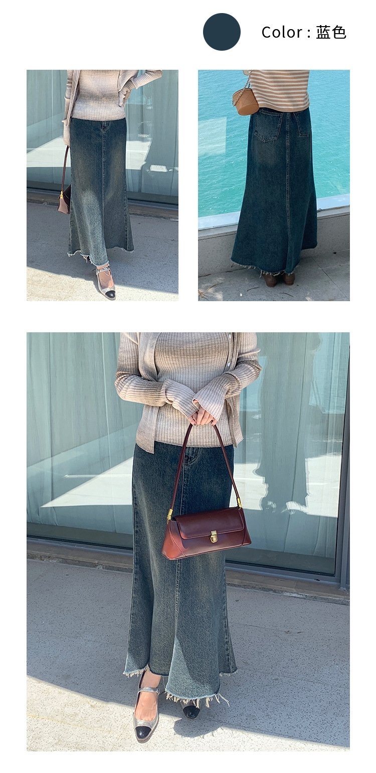 Высокая джинсовая юбка A-силуэта 2023 оптом из Китая