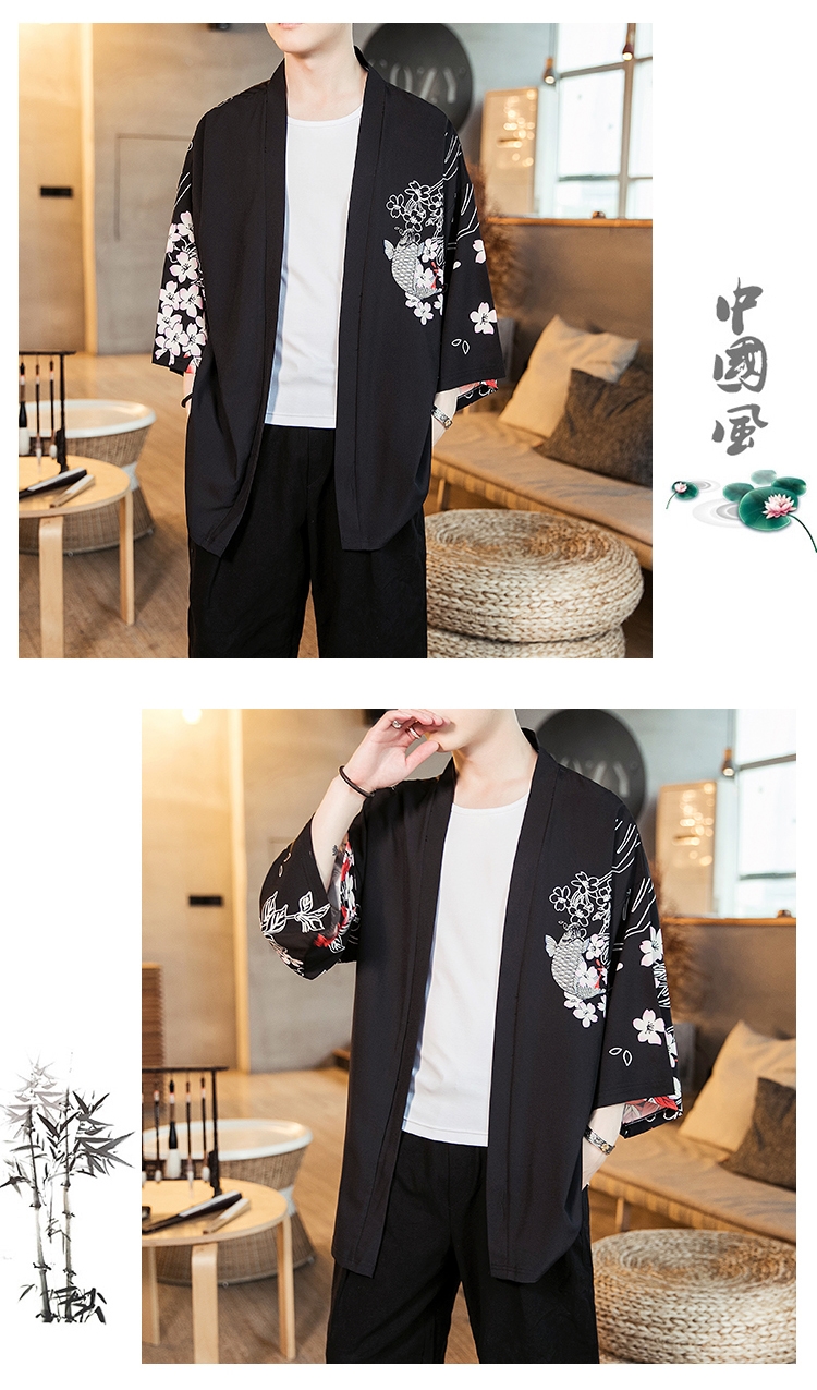 Мужская китайская рубашка с японскими элементами оптом из Китая