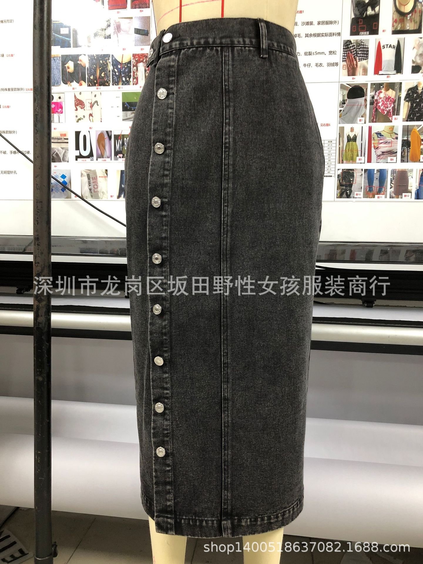 Длинная джинсовая юбка с высокой талией оптом из Китая