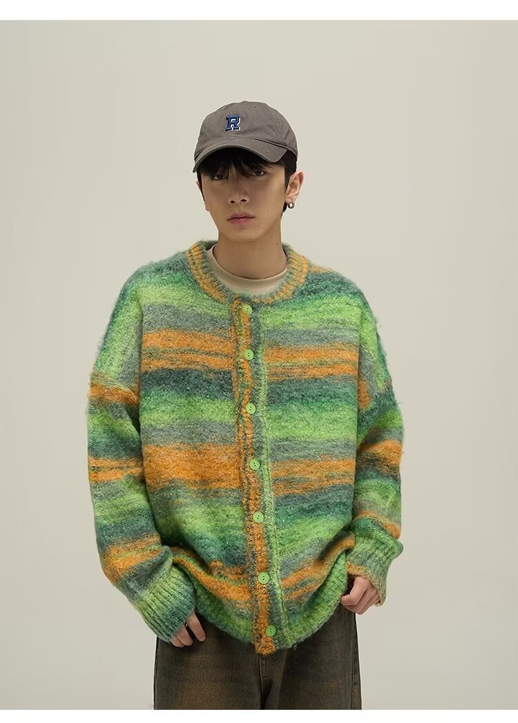 Ретро полосатый свитер с круглым вырезом оптом