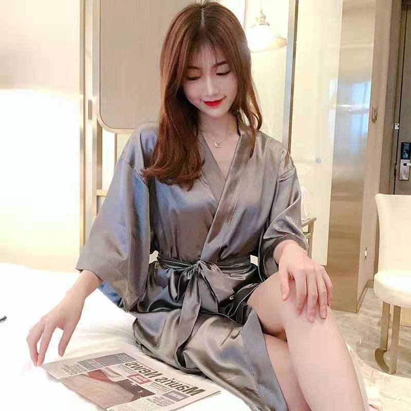 Халат для сна плюс-сайз лето 2023 в стиле бойфренд с длинным рукавом, однотонный, длинный, свободный крой, для отелей, до 200 фунтов оптом