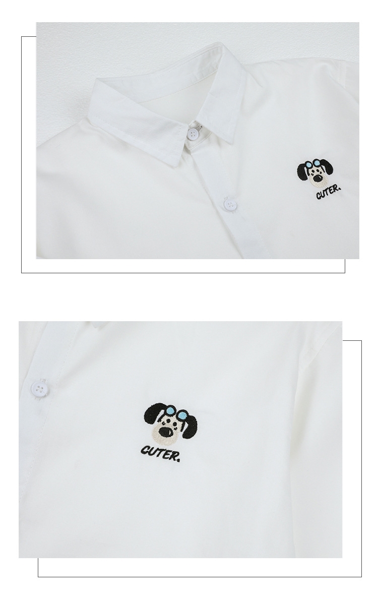 Детская рубашка весенняя новая длинный рукав детская корейская версия белая рубашка с вышитыми буквами оптом из Китая