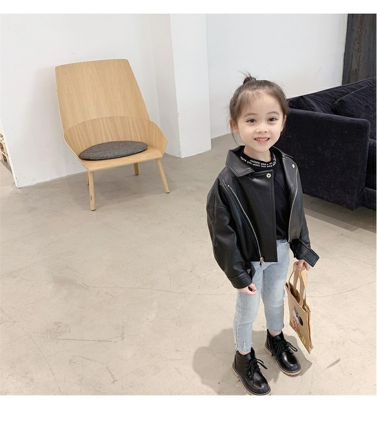 Детская куртка из кожзама в стиле байкеров оптом из Китая